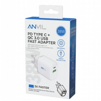 ���� ��� ���� 38W GaN ����-�� PD 20W �-USB QC 3.0 18W ANVIL