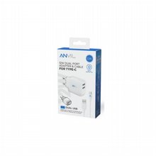 מטען קיר 12W עם 2 כניסות USB כולל כבל טייפ-סי ANVIL מטען קיר 12W עם 2 כניסות USB כולל כבל טייפ-סי ANVIL