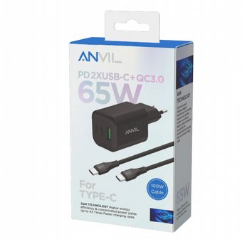 ���� ��� ���� 65W GaN 3 ������ PD �-QC ���� ��� ����-�� 100W ANVIL