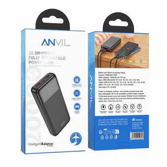 ����� ����� 20,000mAh 20W PD �-22.5W QC �� �� 3 ������ ANVIL