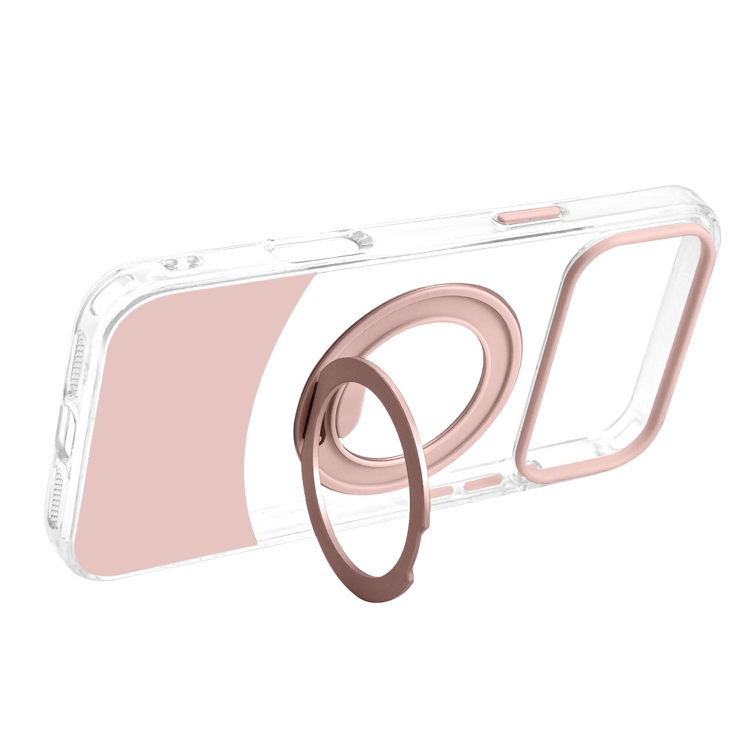 טבעת MagSafe מסתובבת נפתחת למעמד – כיסוי Velox MagRing New לאייפון 17 פרו בגוון ורוד