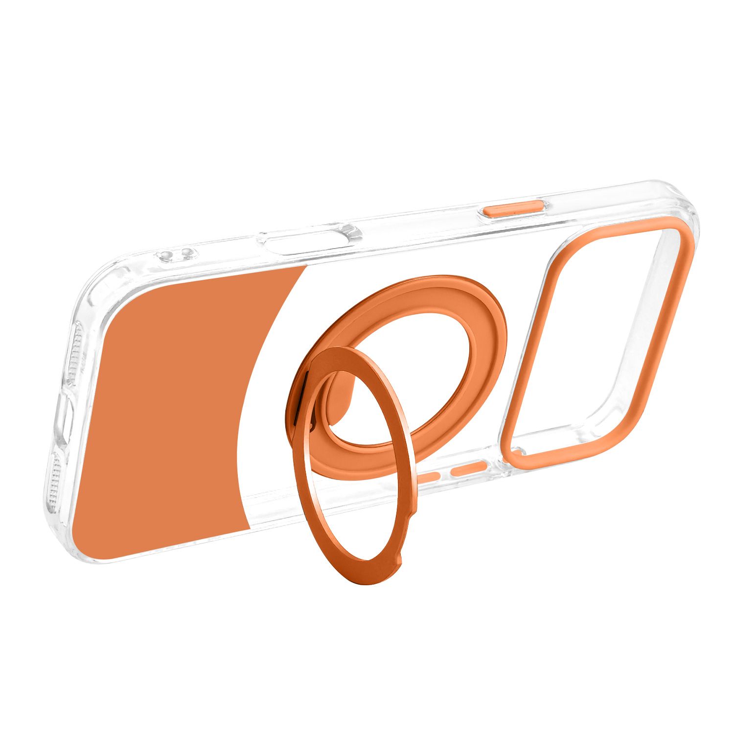 טבעת MagSafe מסתובבת נפתחת למעמד – כיסוי Velox MagRing New לאייפון 17 פרו מקס בגוון כתום
