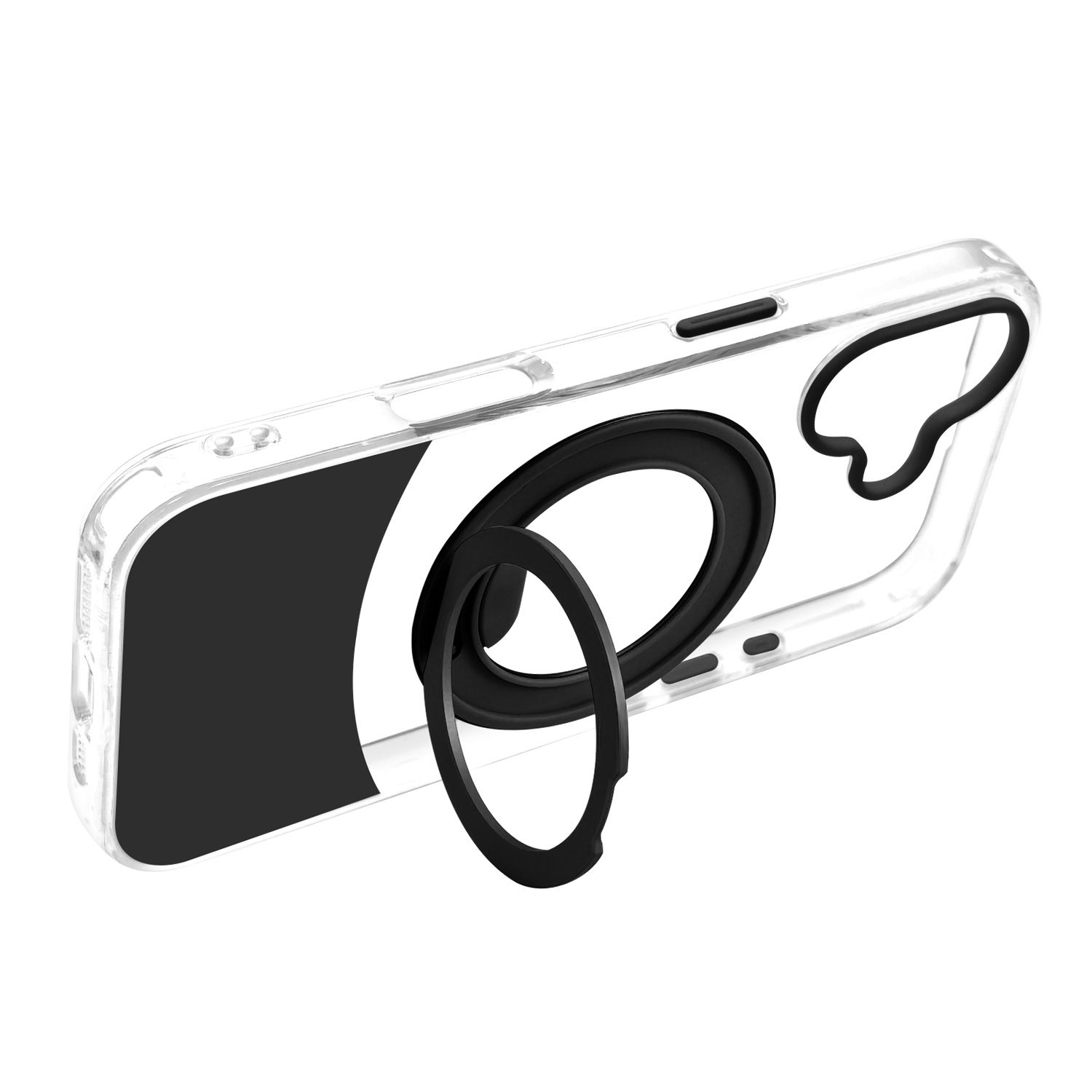 טבעת MagSafe מסתובבת נפתחת למעמד – כיסוי Velox MagRing New לאייפון 16 בגוון שחור