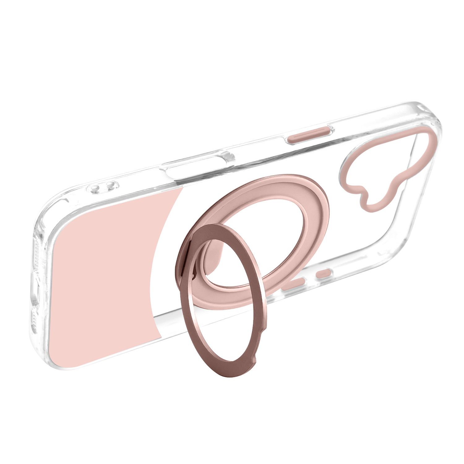 טבעת MagSafe מסתובבת נפתחת למעמד – כיסוי Velox MagRing New לאייפון 16 בגוון ורוד