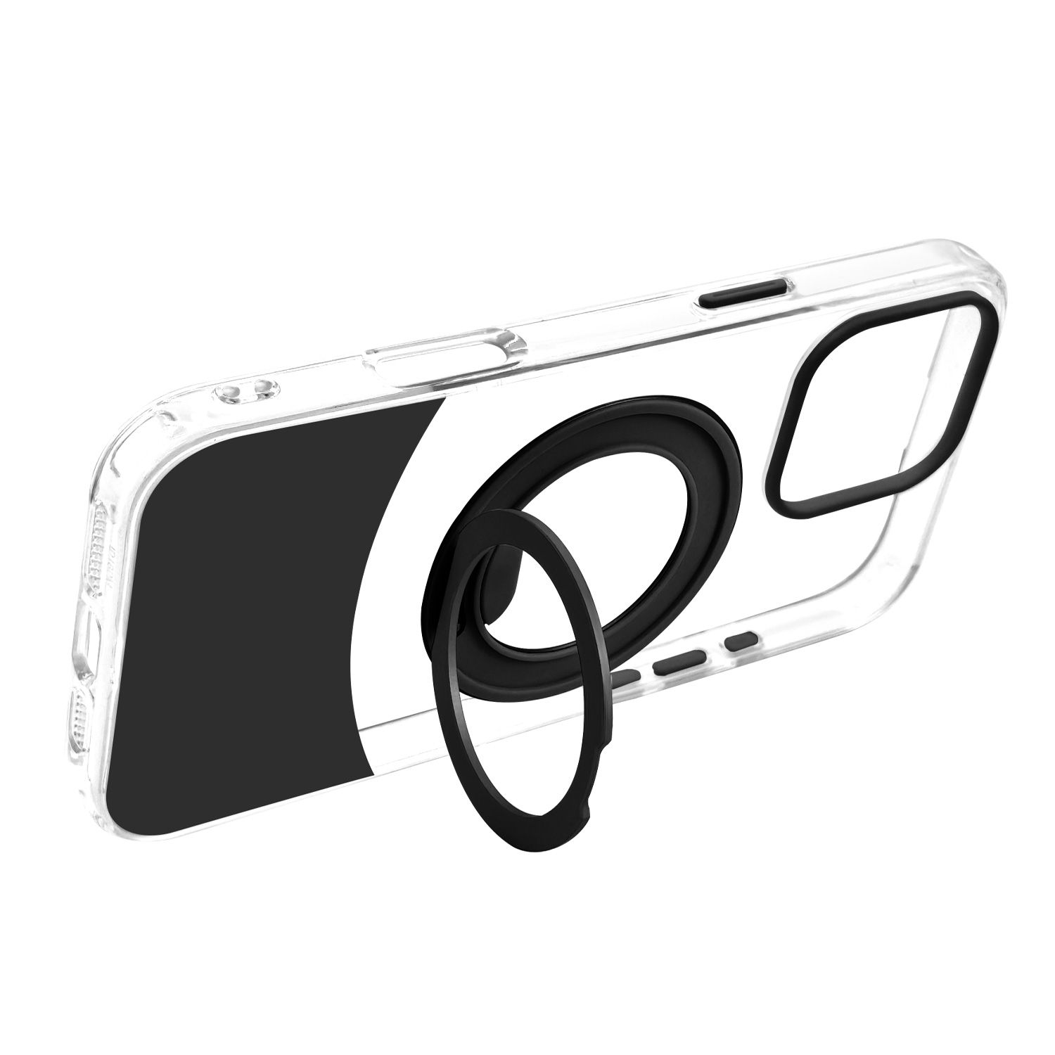 טבעת MagSafe מסתובבת נפתחת למעמד – כיסוי Velox MagRing New לאייפון 16 פרו בגוון שחור