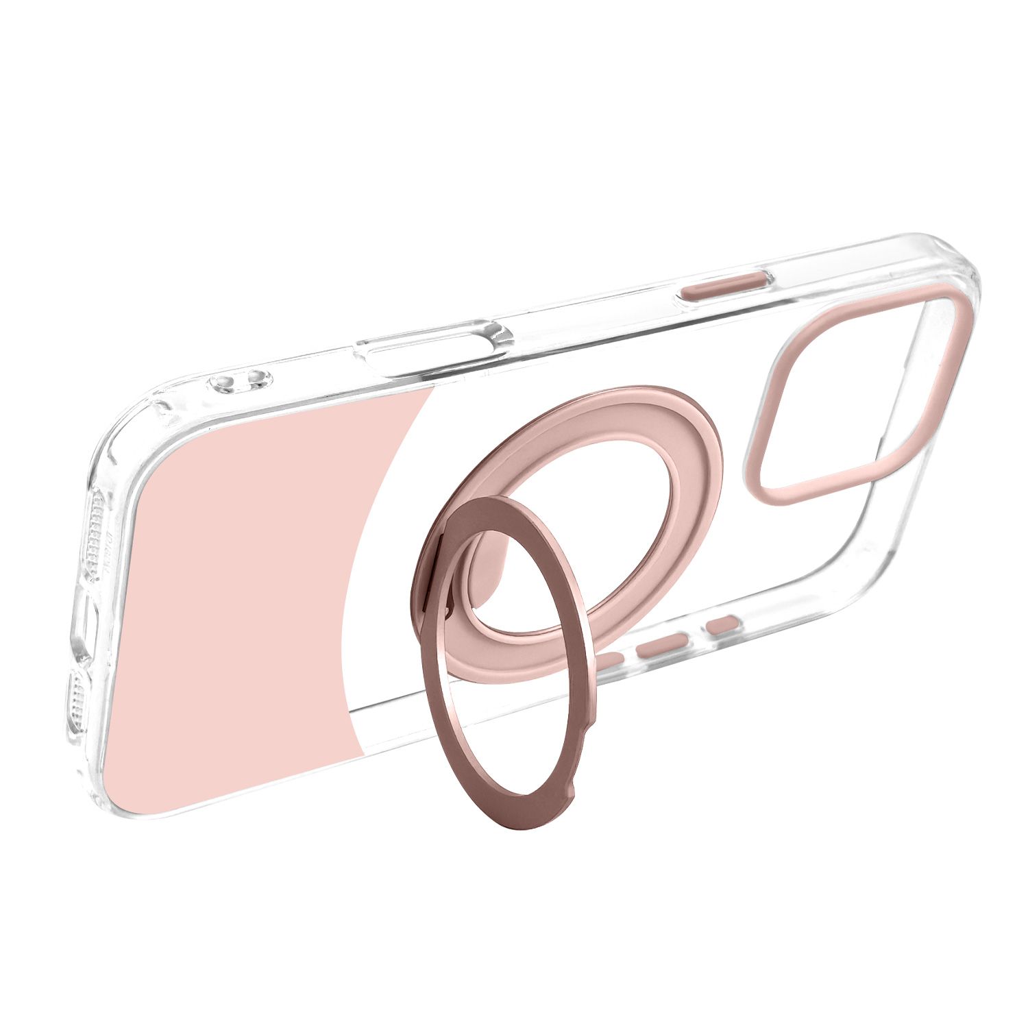 טבעת MagSafe מסתובבת נפתחת למעמד – כיסוי Velox MagRing New לאייפון 16 פרו בגוון ורוד