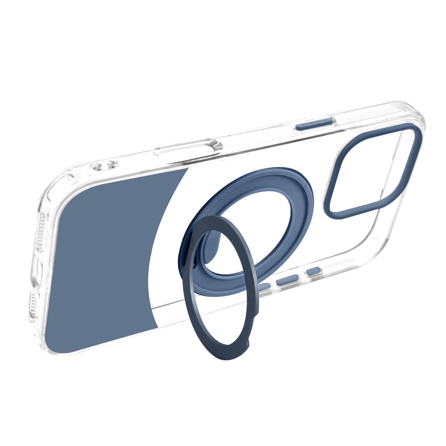 טבעת MagSafe מסתובבת נפתחת למעמד – כיסוי Velox MagRing New לאייפון 16 פרו מקס בגוון כחול