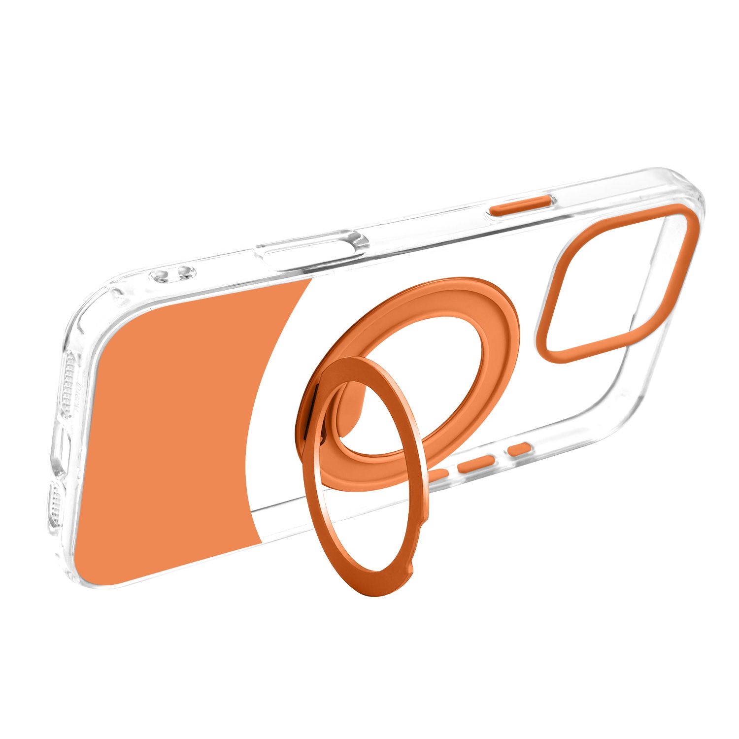 טבעת MagSafe מסתובבת נפתחת למעמד – כיסוי Velox MagRing New לאייפון 16 פרו מקס בגוון כתום