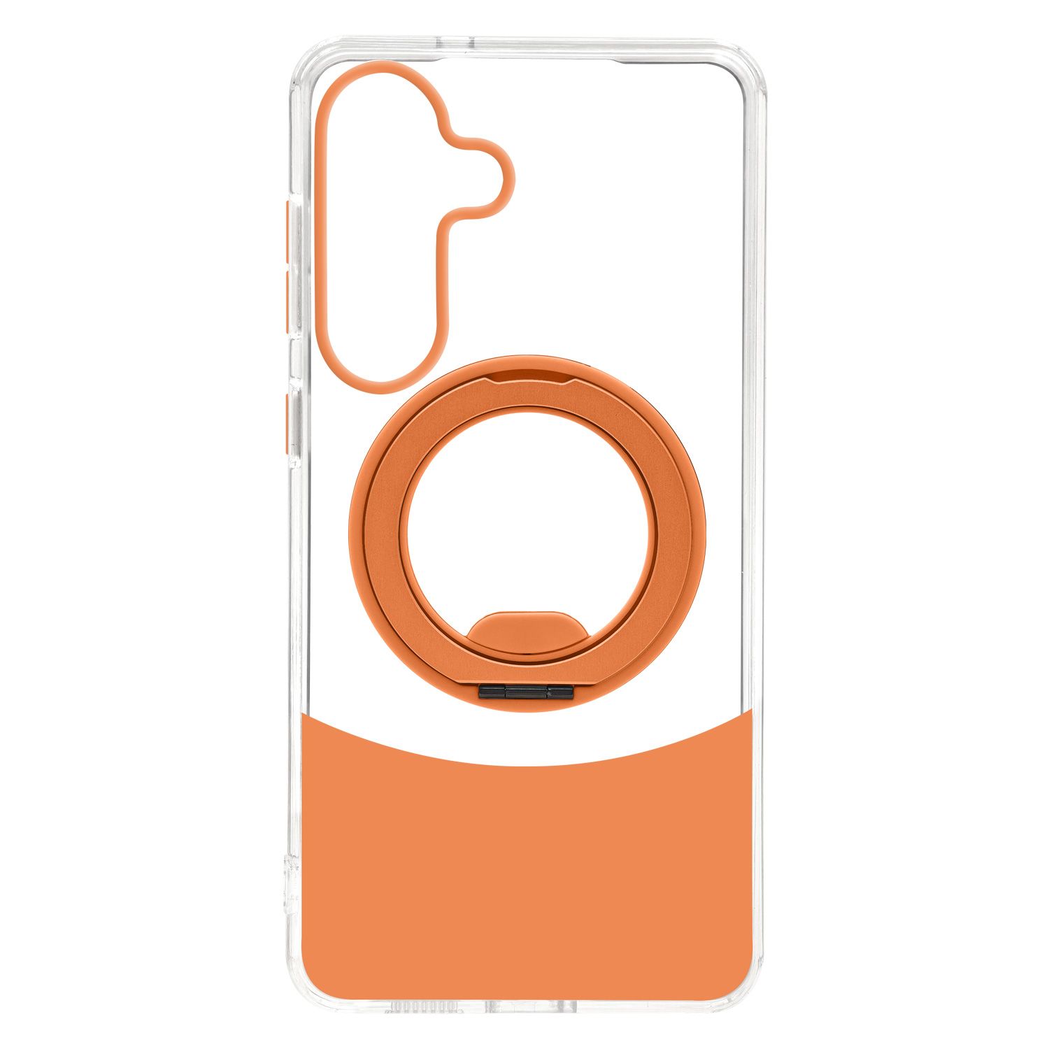 כיסוי Velox MagRing New לגלקסי S26 שקוף כתום – מבט אחורי עם טבעת MagSafe