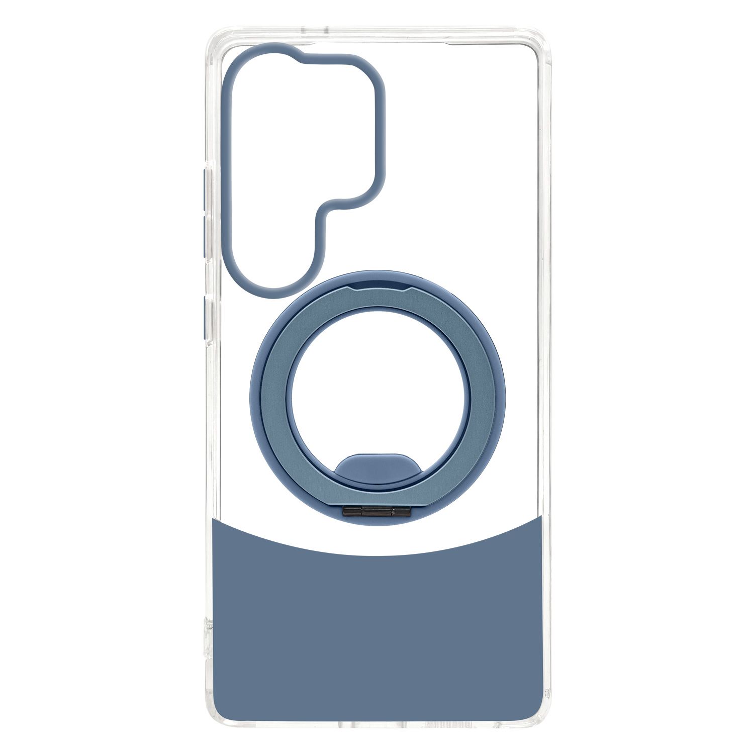כיסוי Velox MagRing New לגלקסי S25 אולטרה שקוף כחול – מבט אחורי עם טבעת MagSafe