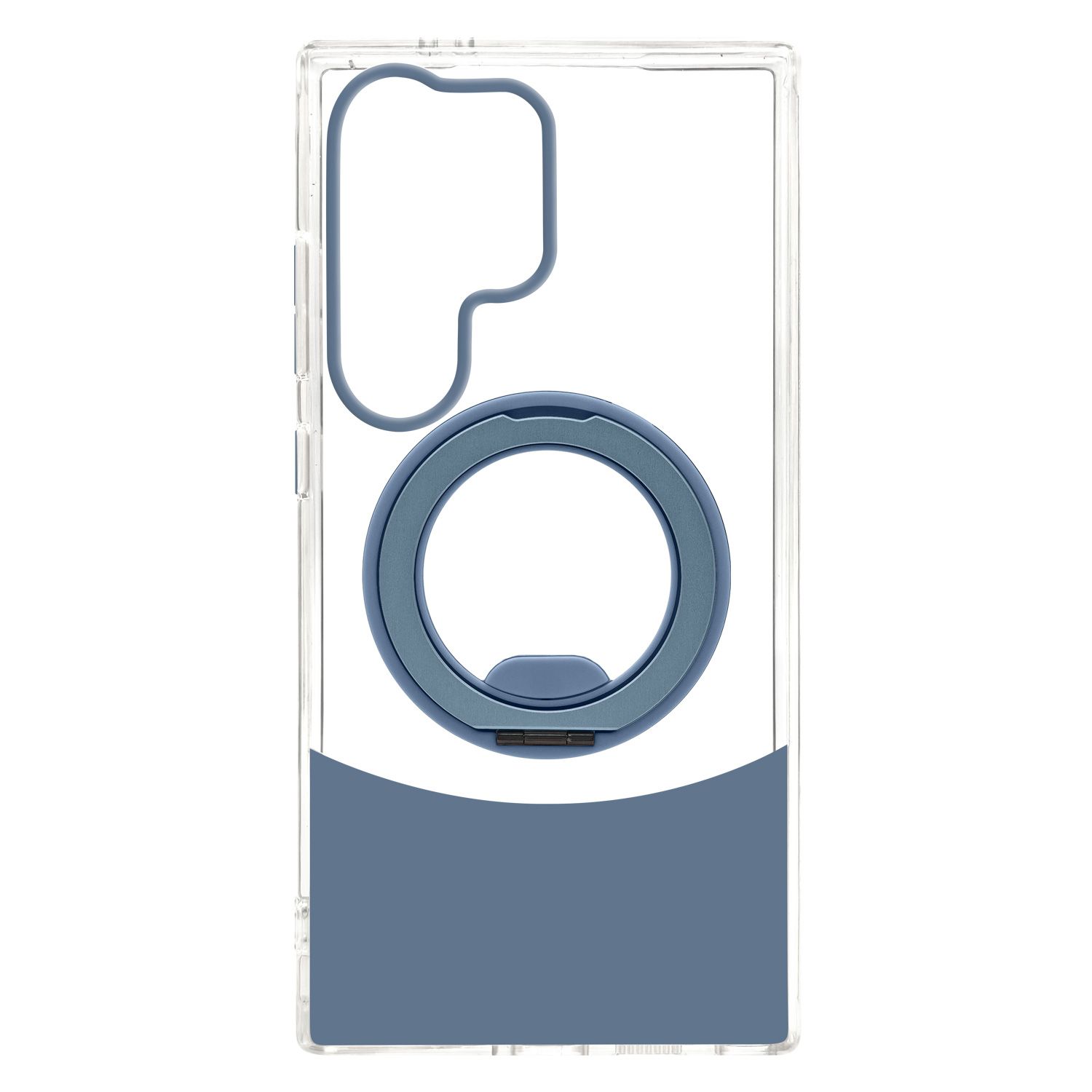 כיסוי Velox MagRing New לגלקסי S24 אולטרה שקוף כחול – מבט אחורי עם טבעת MagSafe