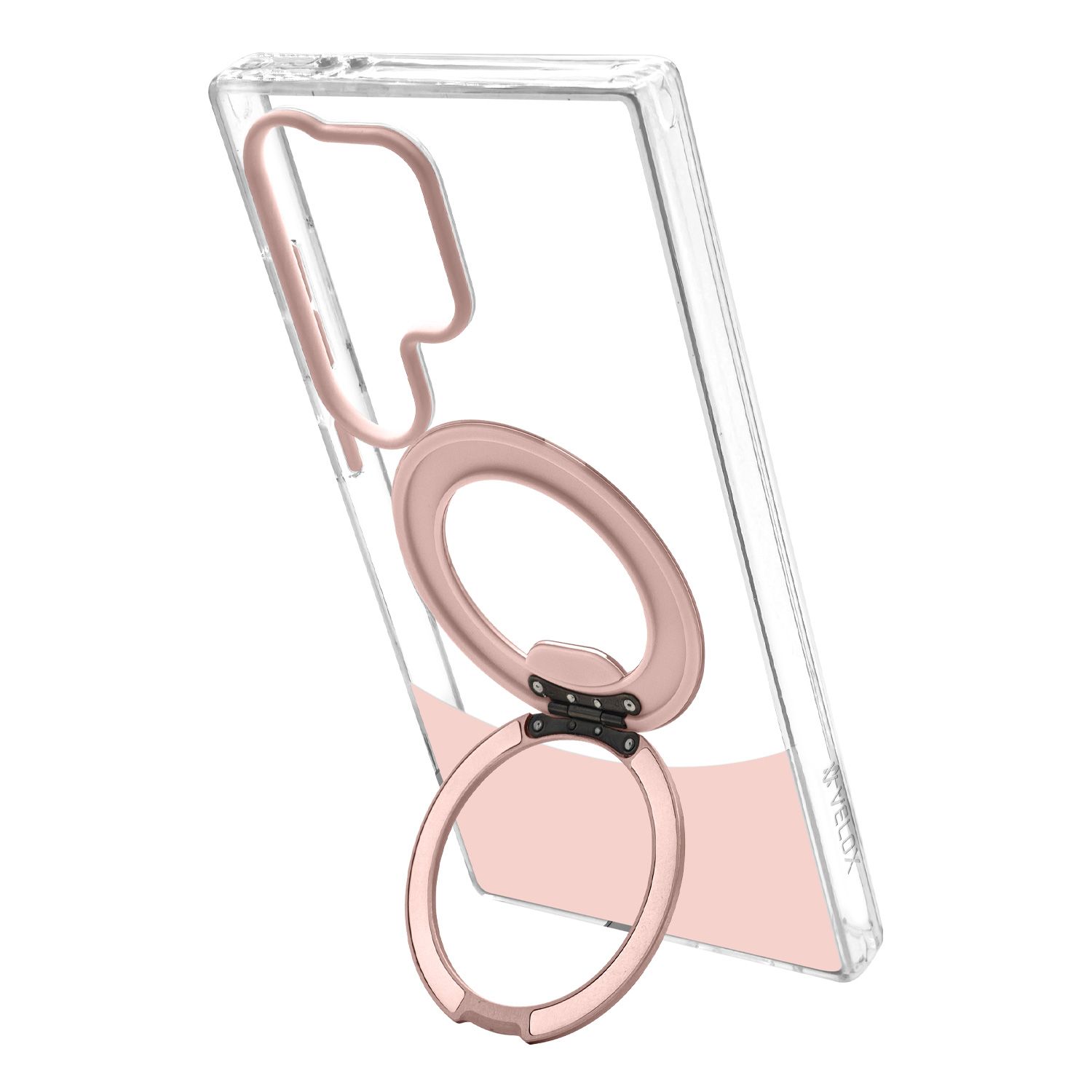 טבעת MagSafe מסתובבת נפתחת למעמד – כיסוי Velox MagRing New לגלקסי S24 אולטרה בגוון ורוד